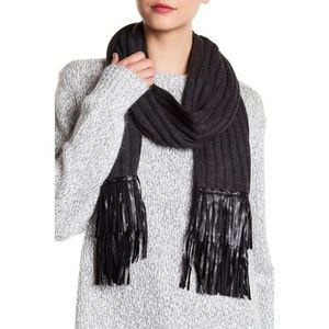MICHAEL Michael Kors Leather Fringe Knit Scarf
